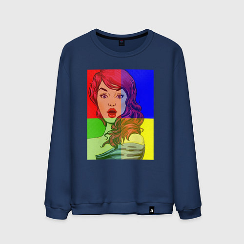 Мужской свитшот Ретро девушка / Тёмно-синий – фото 1