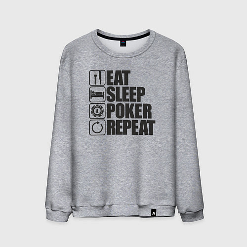 Мужской свитшот Eat, sleep, poker, repeat / Меланж – фото 1