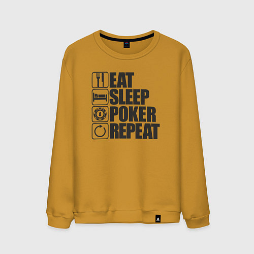 Мужской свитшот Eat, sleep, poker, repeat / Горчичный – фото 1