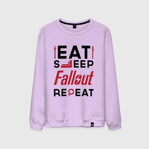 Мужской свитшот Надпись: eat sleep Fallout repeat / Лаванда – фото 1