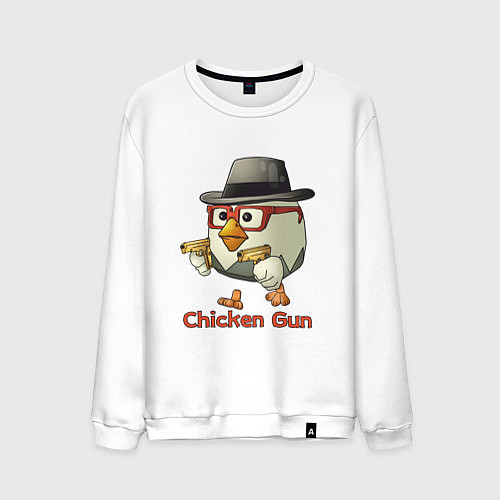 Мужской свитшот Чикен ган - курочка в шляпе / Белый – фото 1