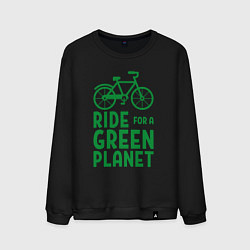 Свитшот хлопковый мужской Ride for a green planet, цвет: черный