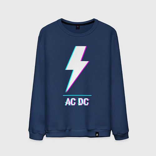 Мужской свитшот AC DC glitch rock / Тёмно-синий – фото 1