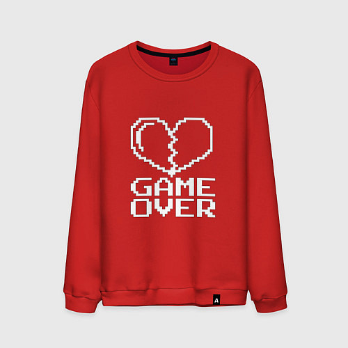Мужской свитшот Пиксельное сердечко Game over / Красный – фото 1