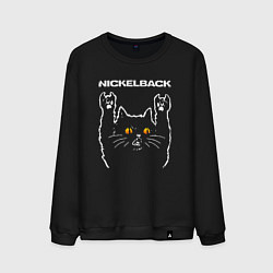 Свитшот хлопковый мужской Nickelback rock cat, цвет: черный