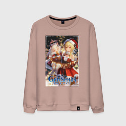 Мужской свитшот Lumine and Paimon christmas