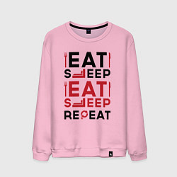 Свитшот хлопковый мужской Надпись: eat sleep S T A L K E R repeat, цвет: светло-розовый