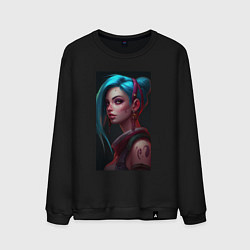 Свитшот хлопковый мужской Jinx art Arcane League of Legends, цвет: черный