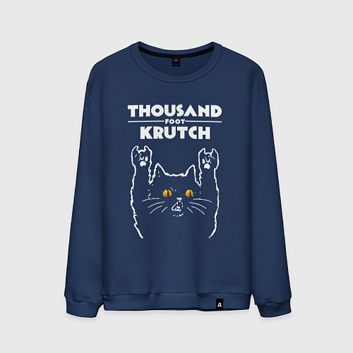 Мужской свитшот Thousand Foot Krutch rock cat / Тёмно-синий – фото 1