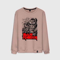 Свитшот хлопковый мужской Iron Maiden eyes, цвет: пыльно-розовый