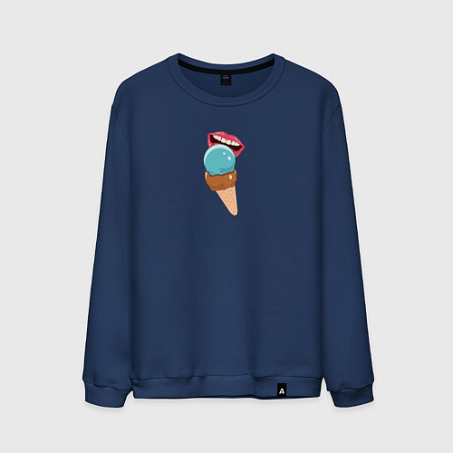 Мужской свитшот Голубое и шоколадное мороженое / Тёмно-синий – фото 1