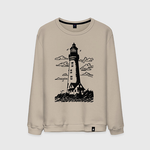 Мужской свитшот Маяк рисунок / Миндальный – фото 1