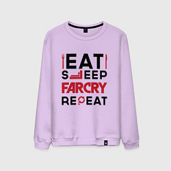 Свитшот хлопковый мужской Надпись: eat sleep Far Cry repeat, цвет: лаванда
