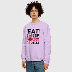 Свитшот хлопковый мужской Надпись: eat sleep Far Cry repeat, цвет: лаванда — фото 2