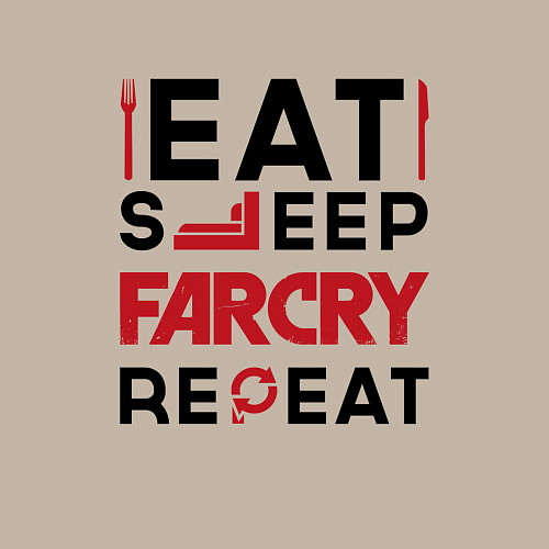Мужской свитшот Надпись: eat sleep Far Cry repeat / Миндальный – фото 3