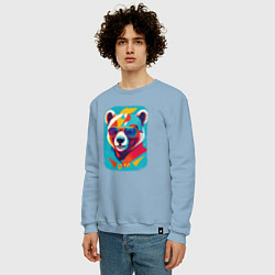 Свитшот хлопковый мужской Pop-Art Panda, цвет: мягкое небо — фото 2