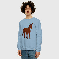 Свитшот хлопковый мужской Прекрасная лошадка, цвет: мягкое небо — фото 2