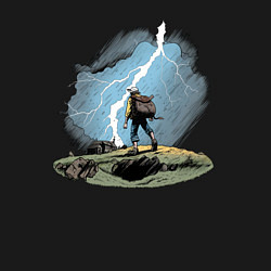 Свитшот хлопковый мужской Дурак на холме ловит молнию, цвет: черный — фото 2