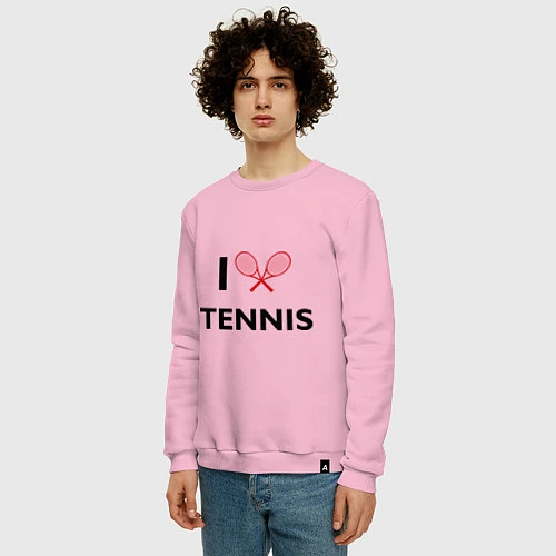 Мужской свитшот I Love Tennis / Светло-розовый – фото 3