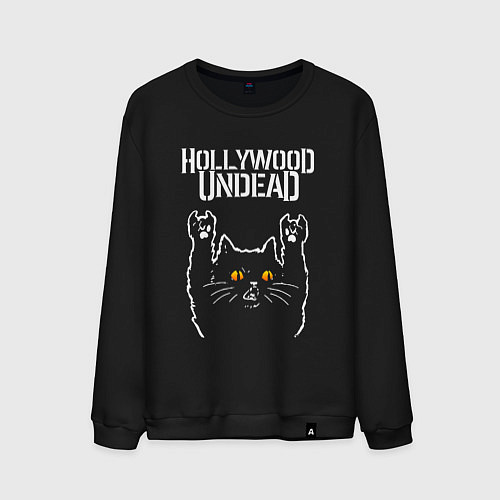 Мужской свитшот Hollywood Undead rock cat / Черный – фото 1