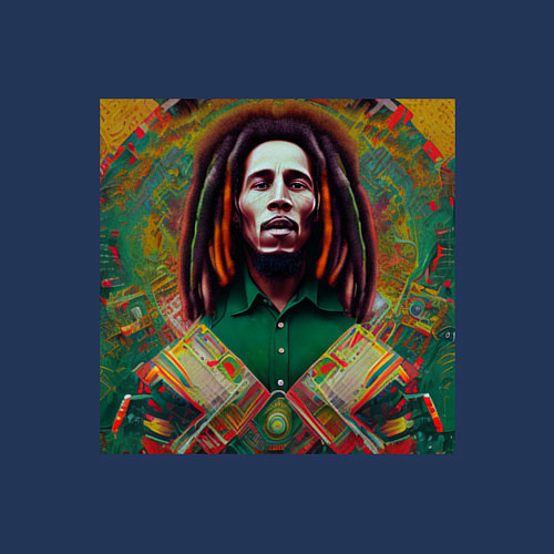 Мужской свитшот Фрактальный граффити арт Боб Марли / Тёмно-синий – фото 3