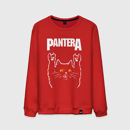 Мужской свитшот Pantera rock cat / Красный – фото 1