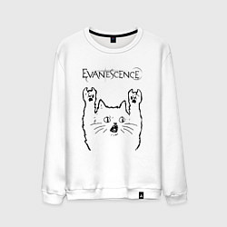 Свитшот хлопковый мужской Evanescence - rock cat, цвет: белый