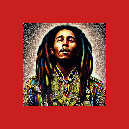 Мужской свитшот Боб Марли в кислотном мундире / Красный – фото 3