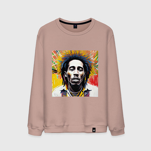 Мужской свитшот Арт Граффити Боб Марли / Пыльно-розовый – фото 1