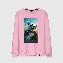Свитшот хлопковый мужской Веселая панда, цвет: светло-розовый