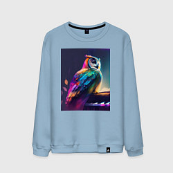 Свитшот хлопковый мужской Музыкальная сова - нейросеть, цвет: мягкое небо