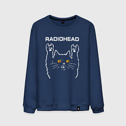 Свитшот хлопковый мужской Radiohead rock cat, цвет: тёмно-синий