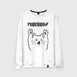 Свитшот хлопковый мужской Powerwolf - rock cat, цвет: белый