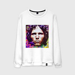 Свитшот хлопковый мужской Jim Morrison Glitch 25 Digital Art, цвет: белый