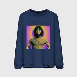 Свитшот хлопковый мужской Jim Morrison Galo Glitch Art, цвет: тёмно-синий