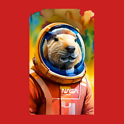 Свитшот хлопковый мужской Capybara astronaut - NASA - neural network, цвет: красный — фото 2