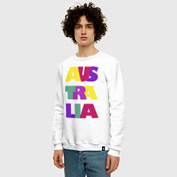 Свитшот хлопковый мужской Австралия - буквы - цвет, цвет: белый — фото 2
