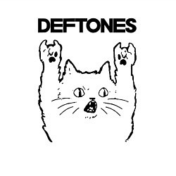 Свитшот хлопковый мужской Deftones - rock cat, цвет: белый — фото 2