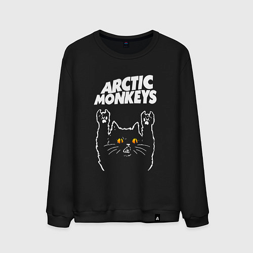 Мужской свитшот Arctic Monkeys rock cat / Черный – фото 1