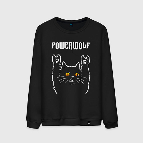 Мужской свитшот Powerwolf rock cat / Черный – фото 1