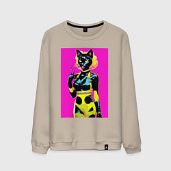 Мужской свитшот Black cat - fashionista - pop art - neural network