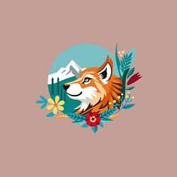 Свитшот хлопковый мужской Лиса и горы среди цветов, цвет: пыльно-розовый — фото 2