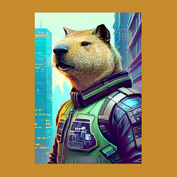 Свитшот хлопковый мужской Capybara - neural network - cyberpunk, цвет: горчичный — фото 2