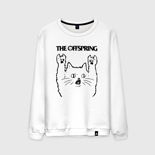 Мужской свитшот The Offspring - rock cat / Белый – фото 1