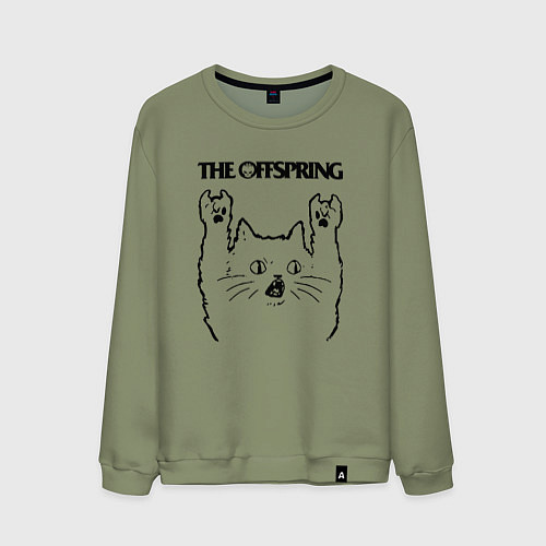 Мужской свитшот The Offspring - rock cat / Авокадо – фото 1