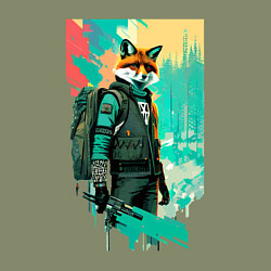 Свитшот хлопковый мужской Лис-геолог - нейросеть, цвет: авокадо — фото 2