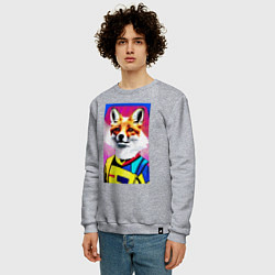 Свитшот хлопковый мужской Fox - pop art - fashionista, цвет: меланж — фото 2