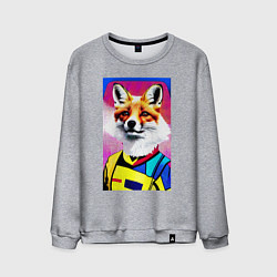 Свитшот хлопковый мужской Fox - pop art - fashionista, цвет: меланж