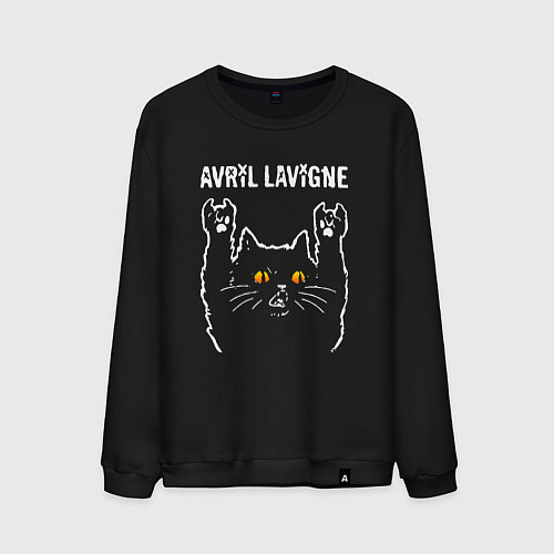 Мужской свитшот Avril Lavigne rock cat / Черный – фото 1