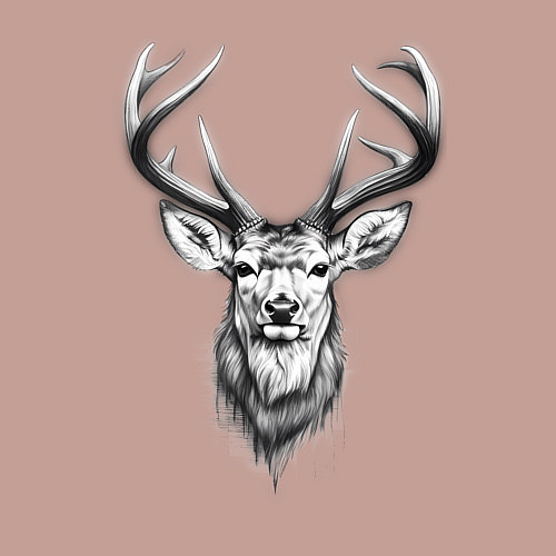 Мужской свитшот Голова оленя эскиз / Пыльно-розовый – фото 3